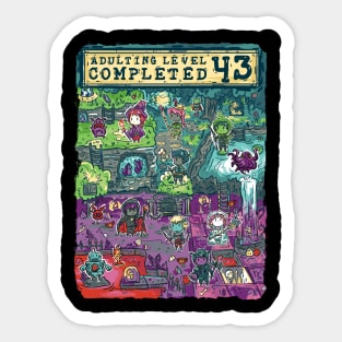 Adulting Level 43 Completed Birthday Gamer Sticker